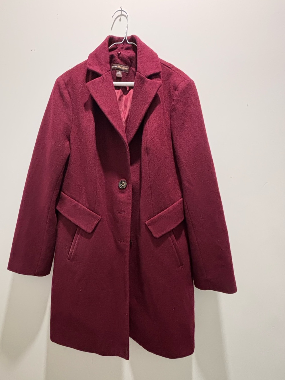 Dana Buchman Burgundy Wool Blend Coat
